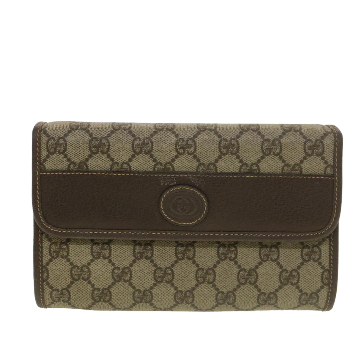 GUCCI GG Canvas Clutch Bag PVC Leather Beige 39307