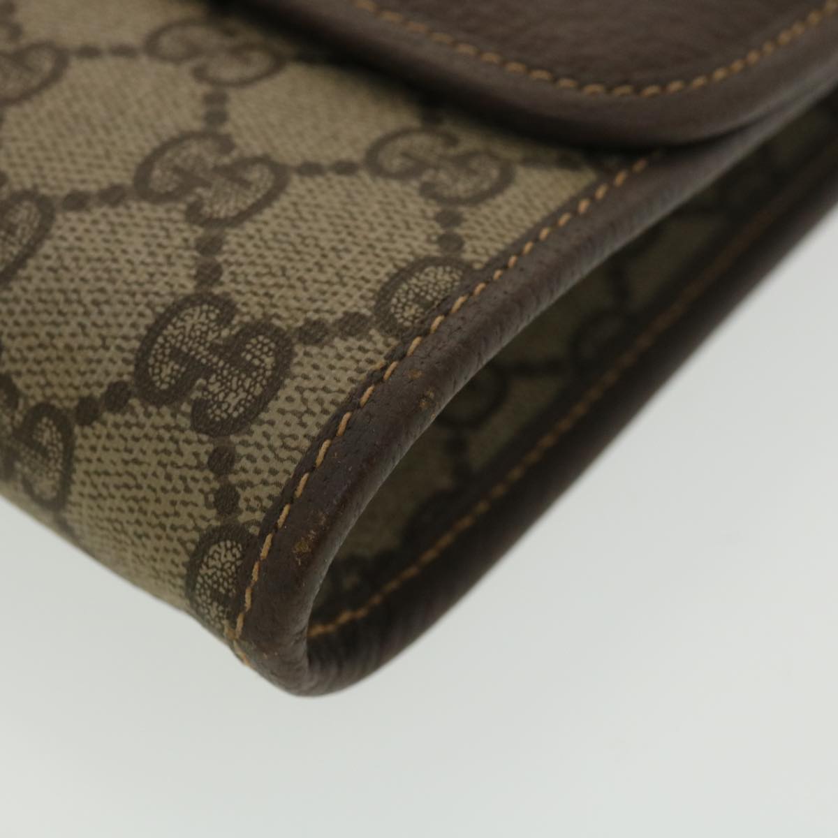 GUCCI GG Canvas Clutch Bag PVC Leather Beige 39307