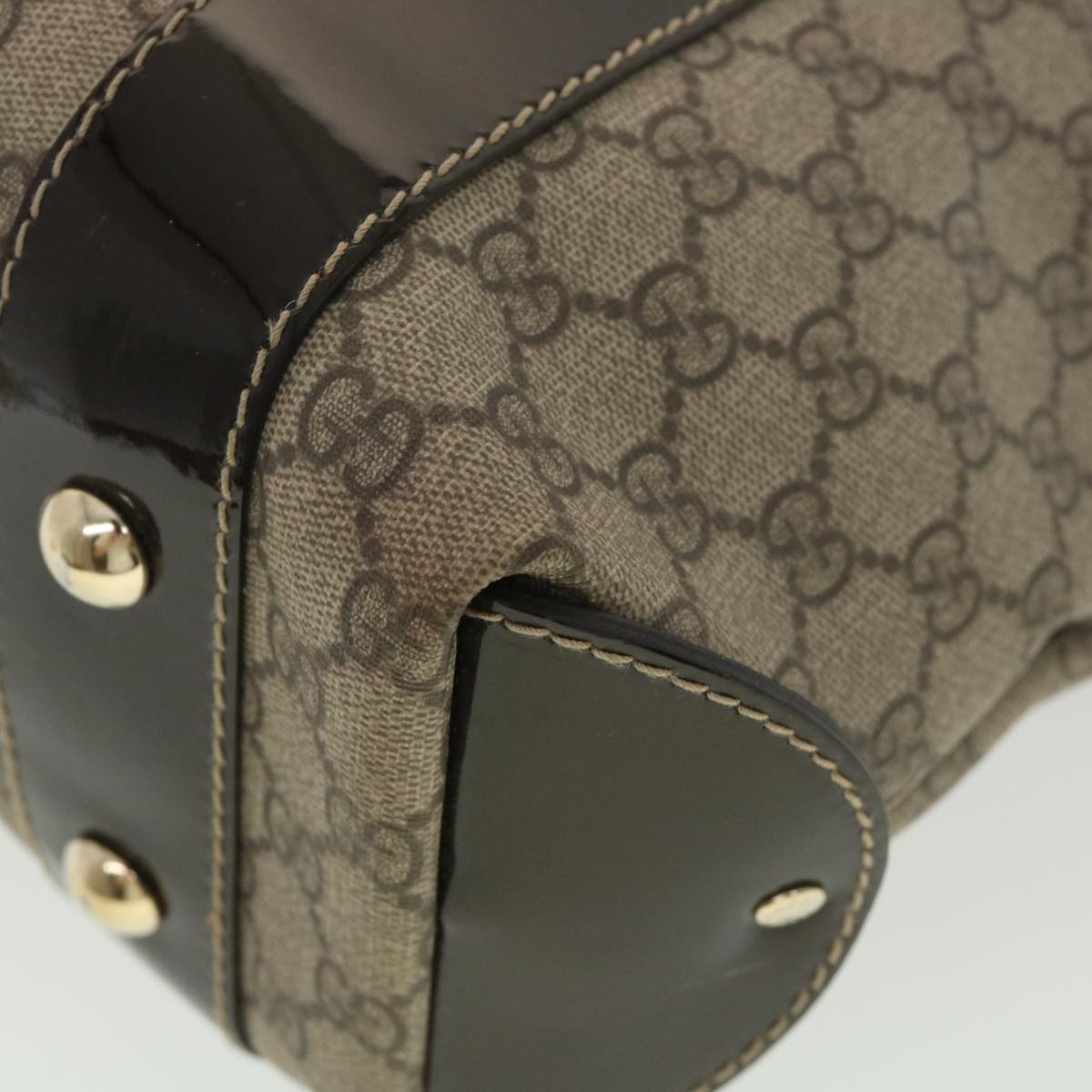 GUCCI GG Canvas Hand Bag PVC Leather Beige 203521 39387