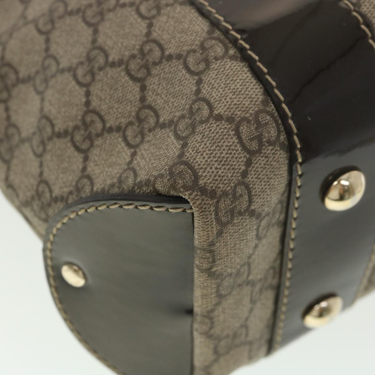 GUCCI GG Canvas Hand Bag PVC Leather Beige 203521 39387