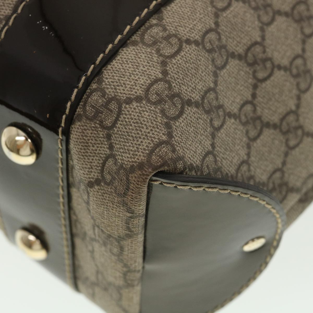 GUCCI GG Canvas Hand Bag PVC Leather Beige 203521 39387