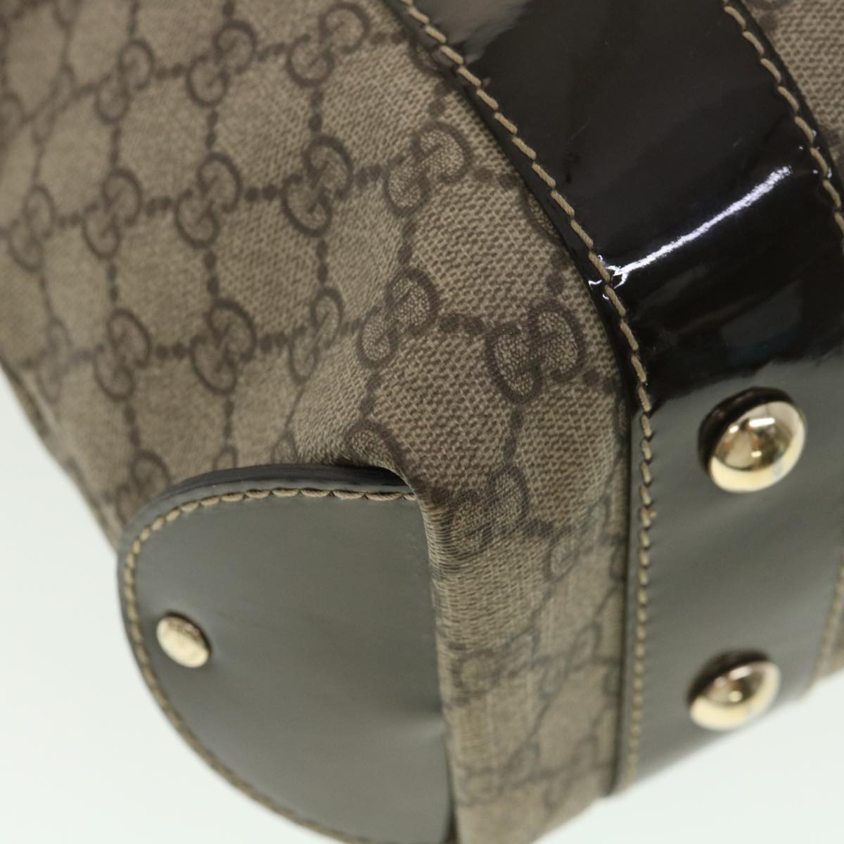 GUCCI GG Canvas Hand Bag PVC Leather Beige 203521 39387