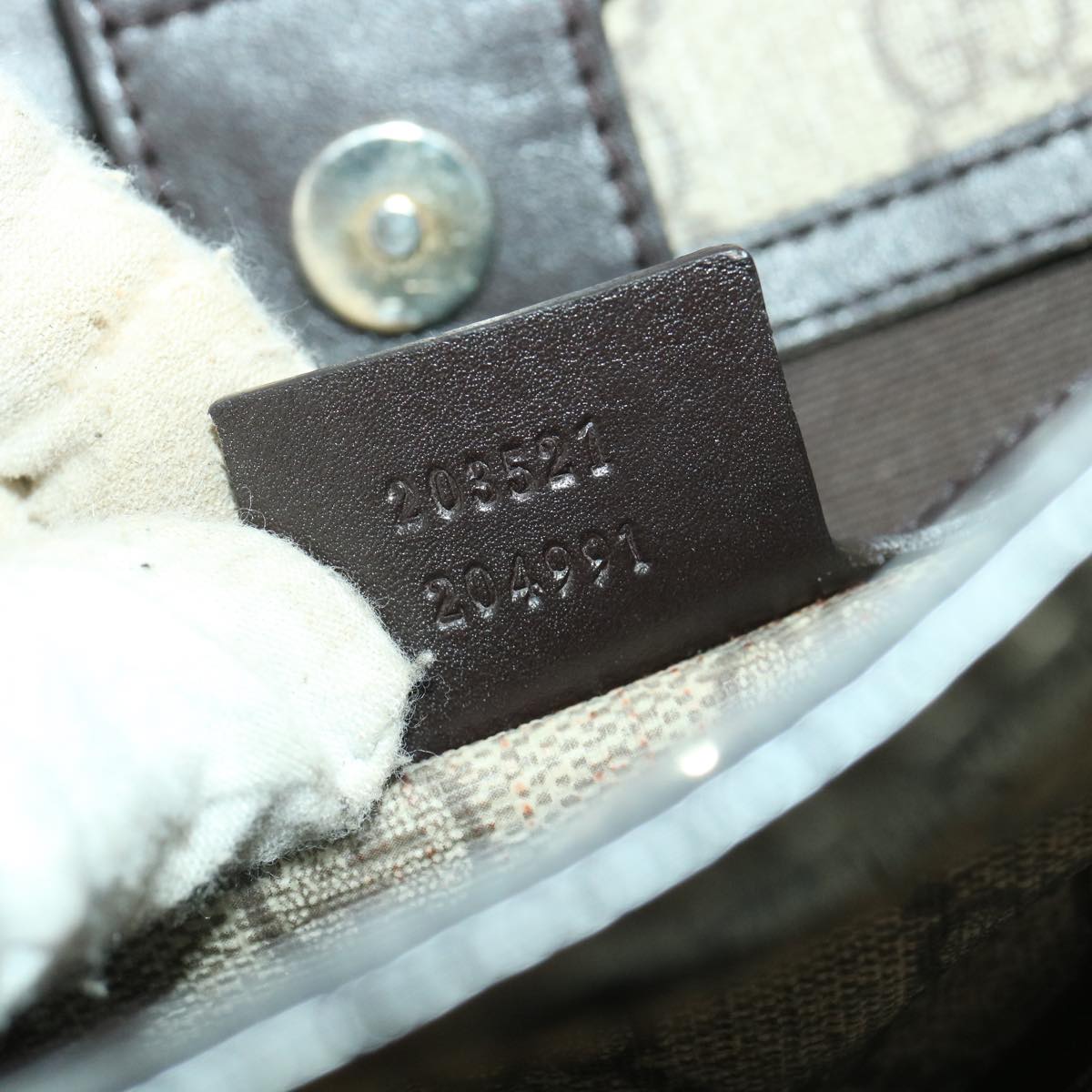 GUCCI GG Canvas Hand Bag PVC Leather Beige 203521 39387