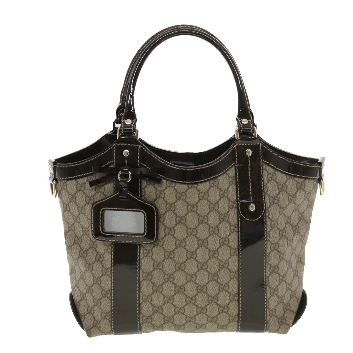 GUCCI GG Canvas Hand Bag PVC Leather Beige 203521 39387