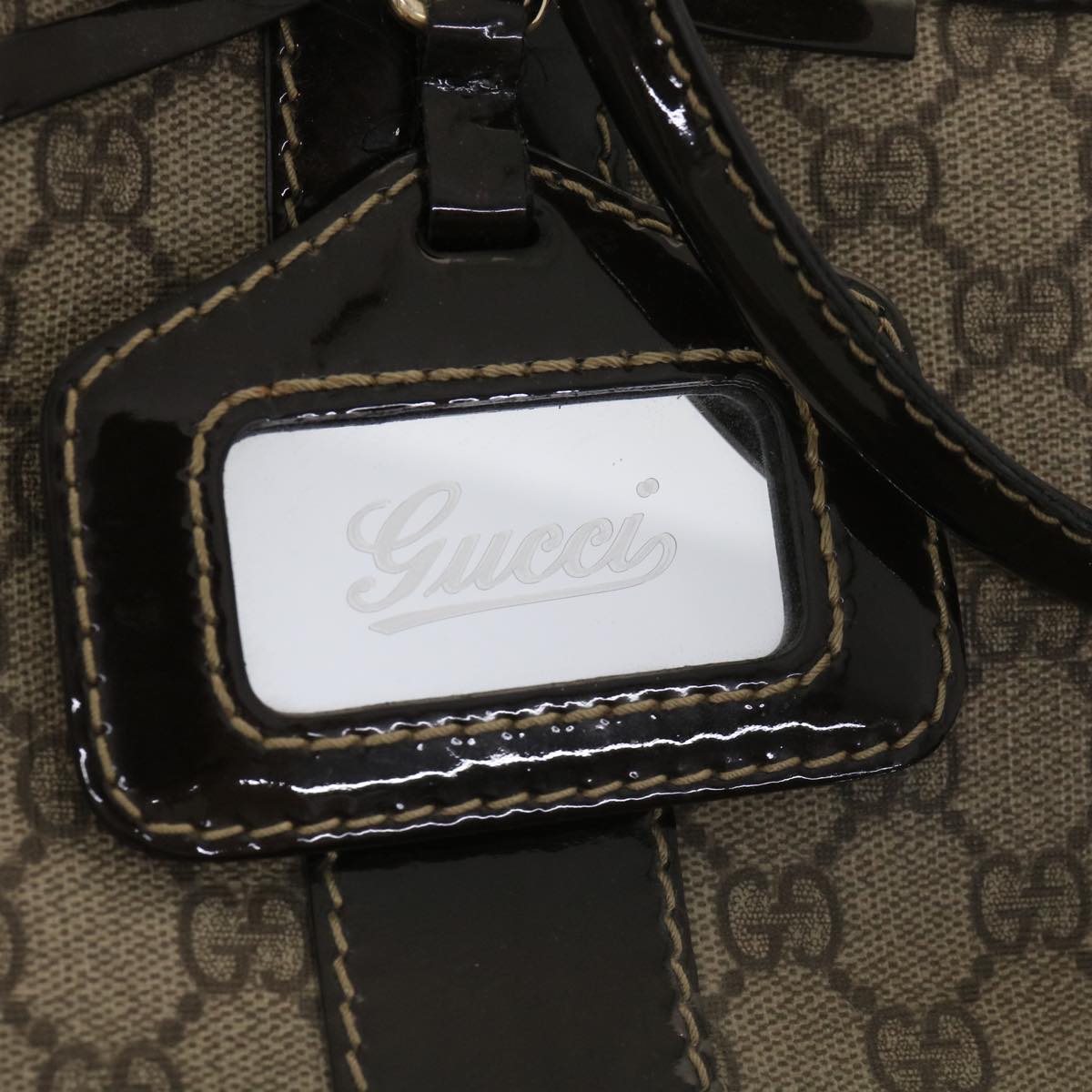 GUCCI GG Canvas Hand Bag PVC Leather Beige 203521 39387
