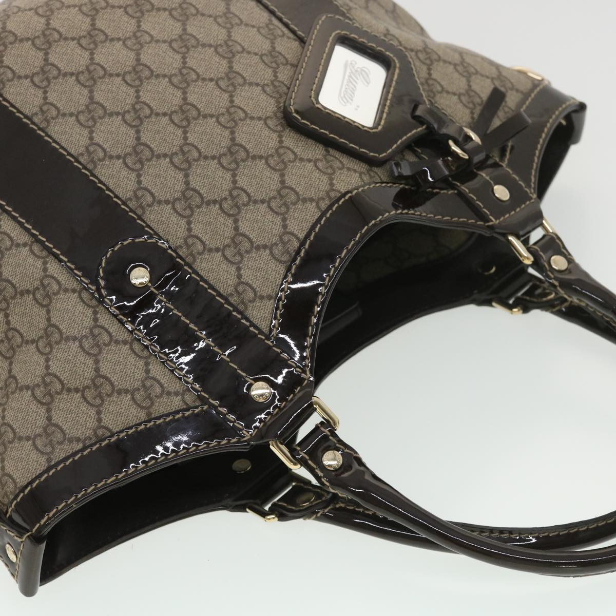 GUCCI GG Canvas Hand Bag PVC Leather Beige 203521 39387