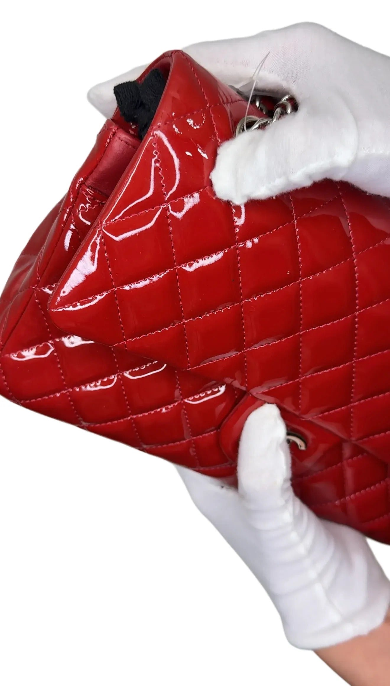 Chanel Patent Classic Jumbo Double Flap Bag - Red B3-33