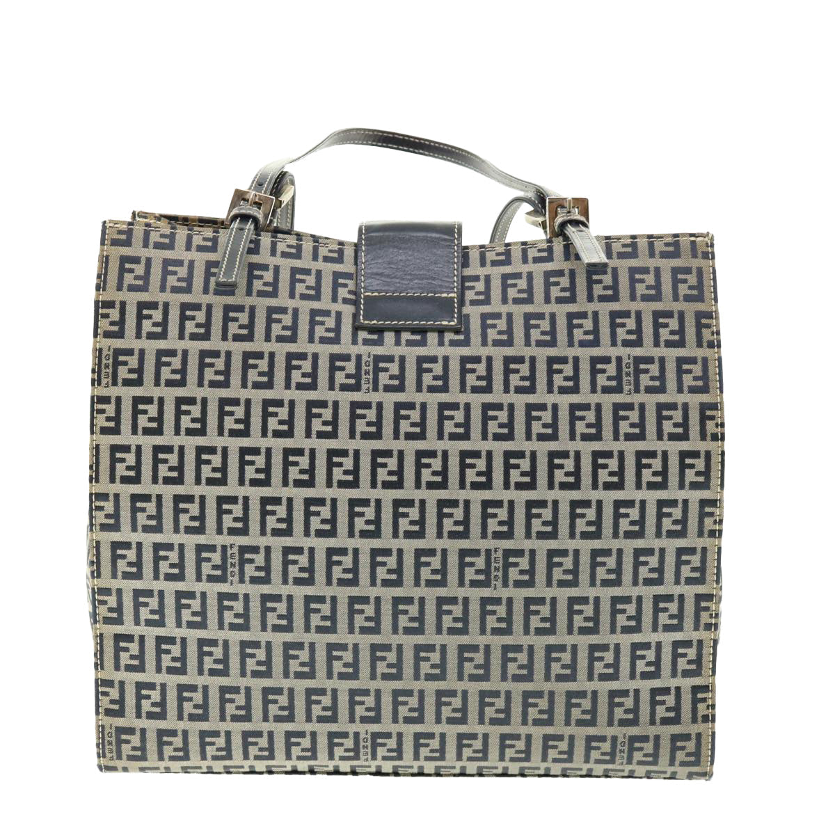 FENDI Zucchino Canvas Mamma Baguette Shoulder Bag Navy 39439