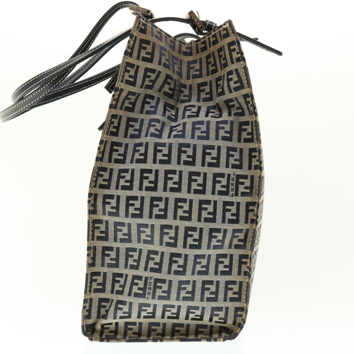 FENDI Zucchino Canvas Mamma Baguette Shoulder Bag Navy 39439