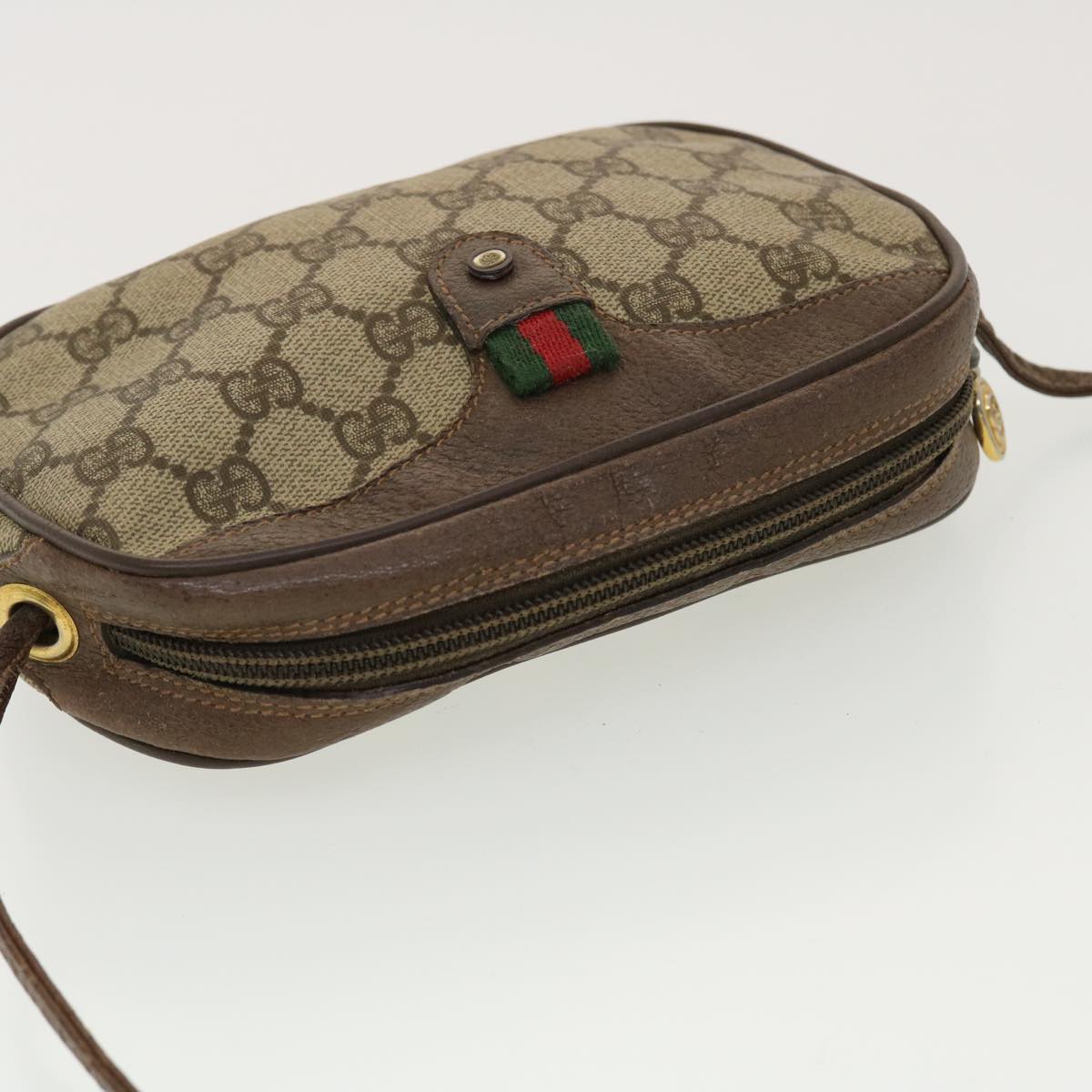 GUCCI GG Canvas Web Sherry Line Shoulder Bag Beige Red Green 39454