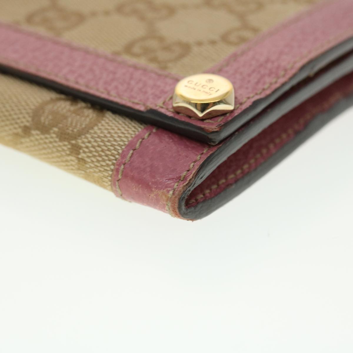 GUCCI GG Canvas Long Wallet Beige Pink 154168 39495