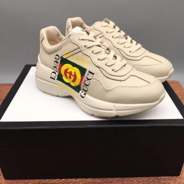 GLM-GCI  Ivory Leather Rhyton Square Logo Sneaker 048