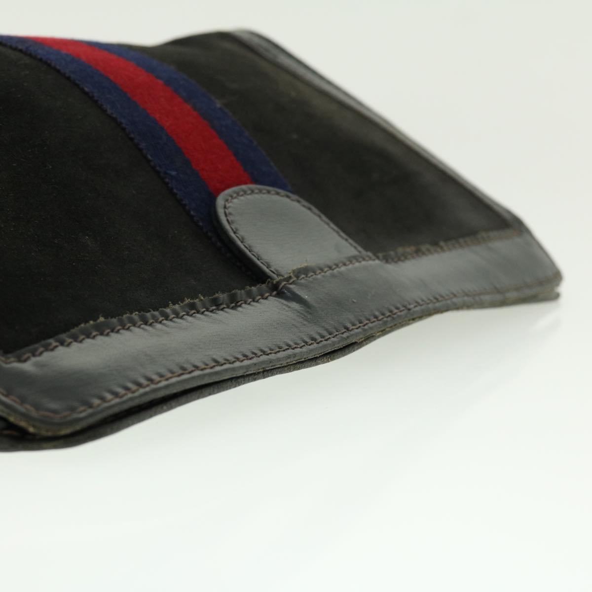 GUCCI Sherry Line Clutch Bag Suede Leather Black Red Navy 39781