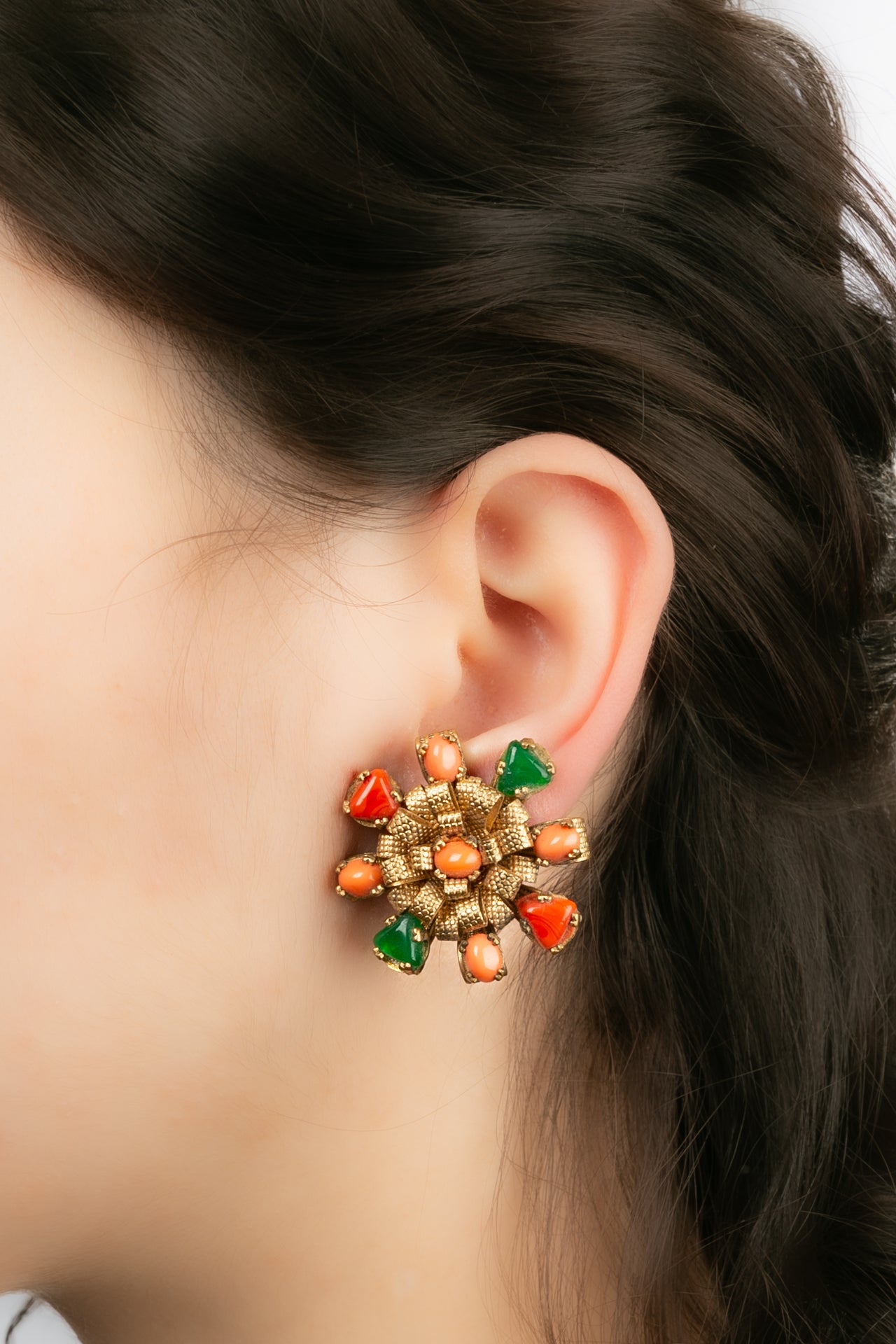Boucles d'oreilles ÃƒÆ’Ã‚Â  cabochons colorÃƒÆ’Ã‚Â©s