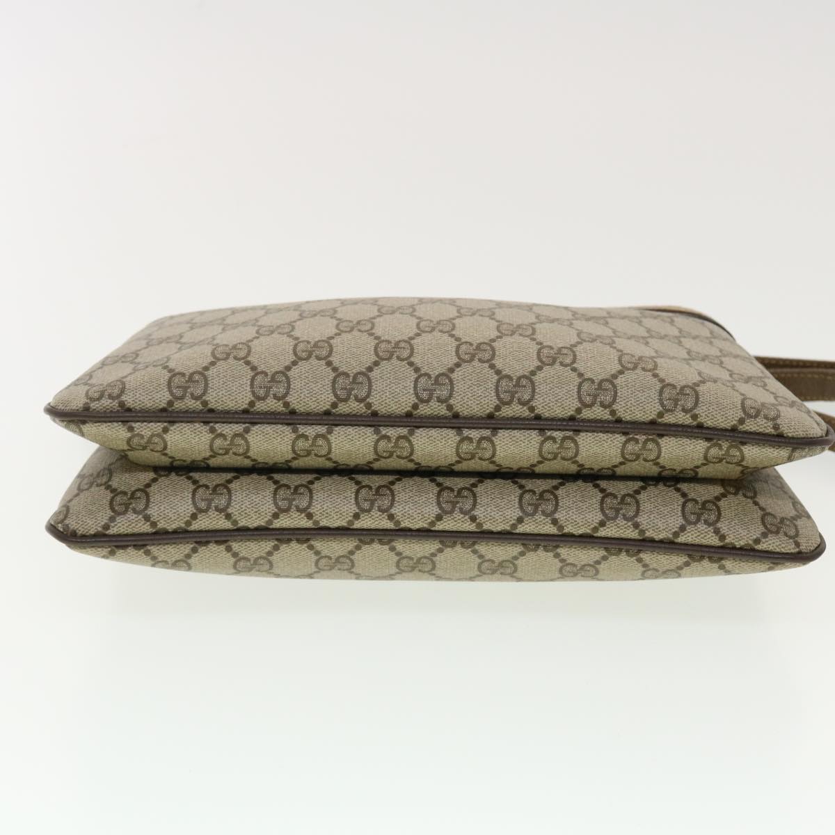 GUCCI Web Sherry Line GG Canvas Shoulder Bag PVC Leather Beige Green 39953