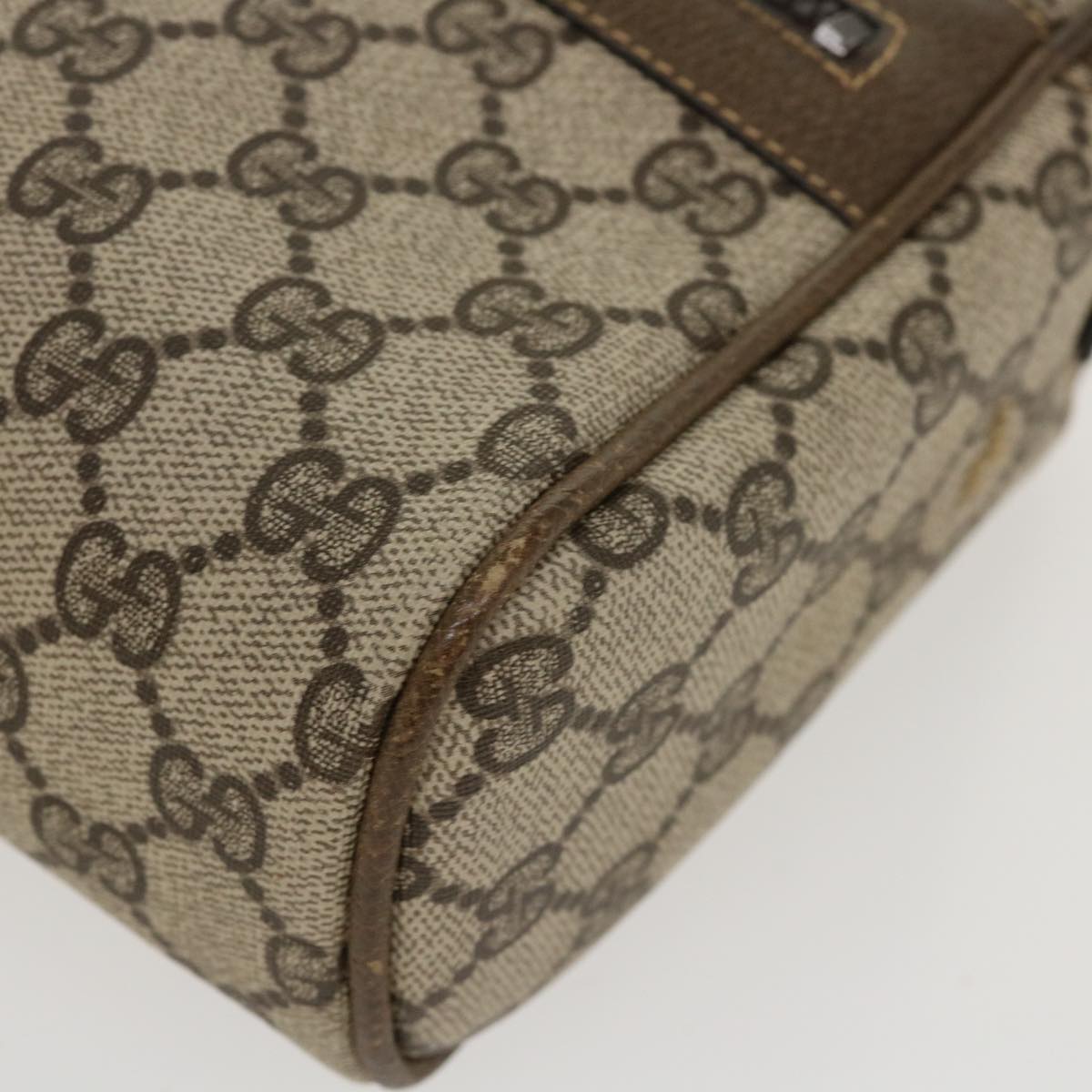 GUCCI Web Sherry Line GG Canvas Shoulder Bag PVC Leather Beige Green 39955