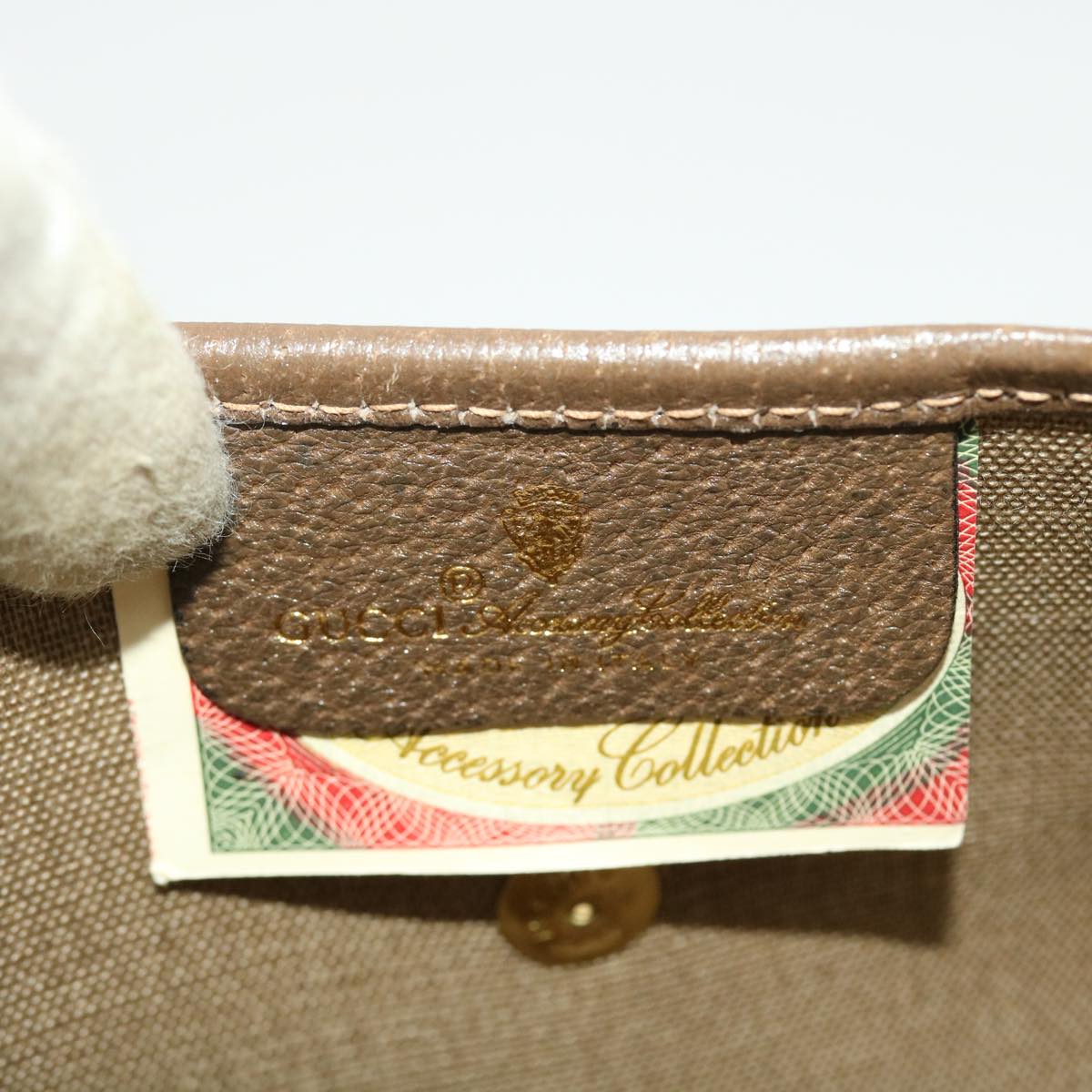GUCCI Web Sherry Line GG Canvas Pouch PVC Leather Beige Green Red 39966