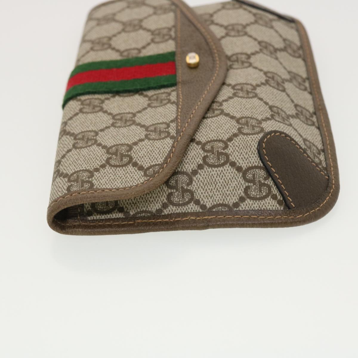 GUCCI Web Sherry Line GG Canvas Pouch PVC Leather Beige Green Red 39966