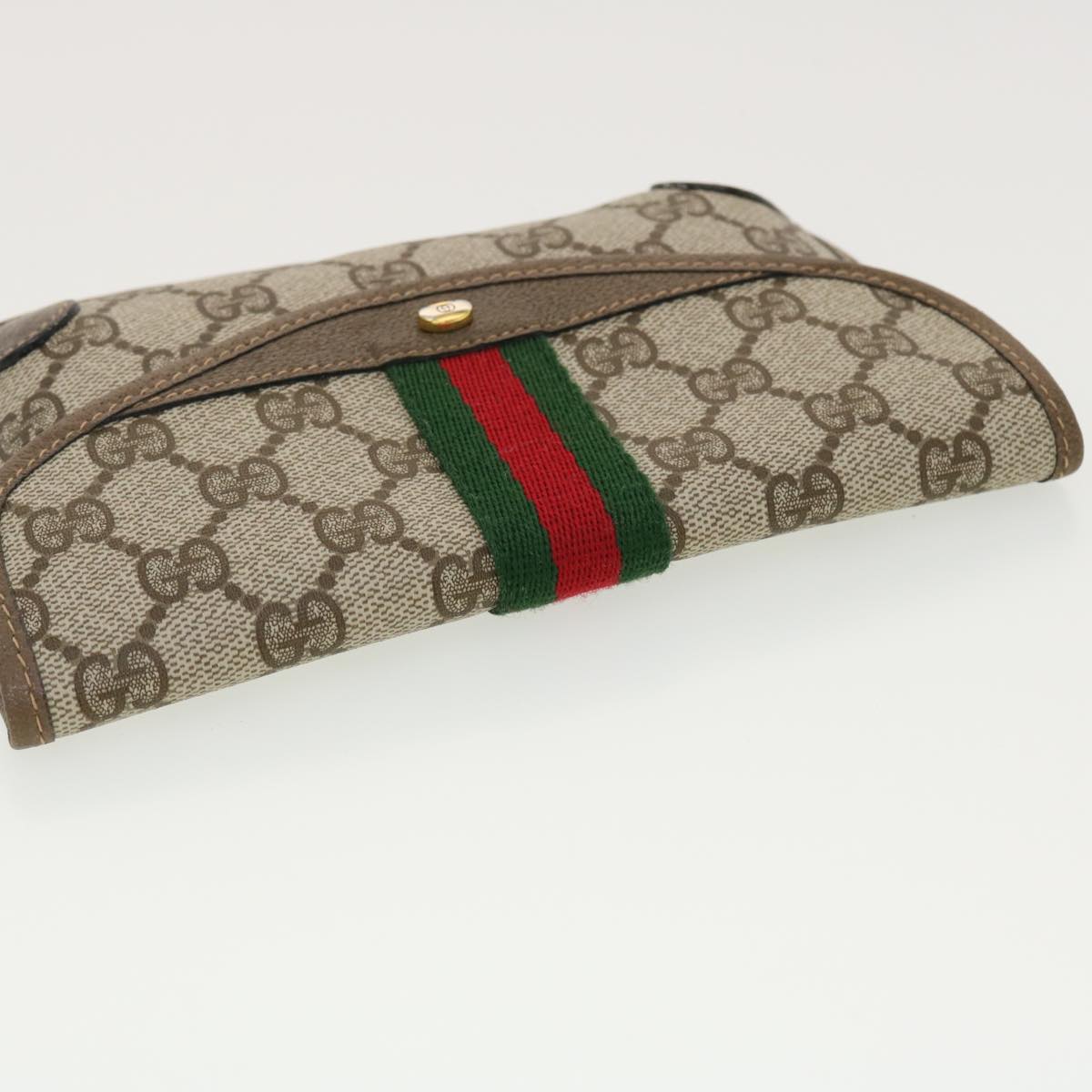 GUCCI Web Sherry Line GG Canvas Pouch PVC Leather Beige Green Red 39966