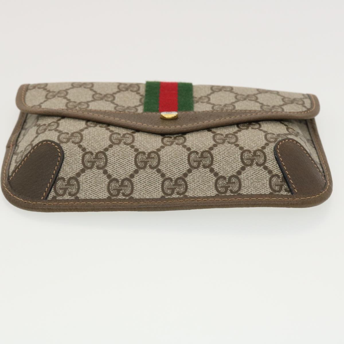 GUCCI Web Sherry Line GG Canvas Pouch PVC Leather Beige Green Red 39966