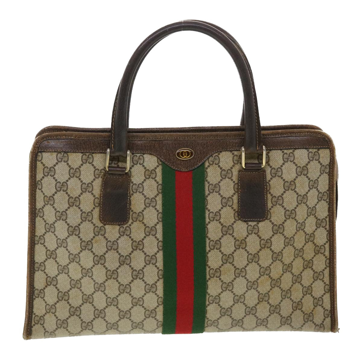 GUCCI GG Canvas Web Sherry Line Hand Bag Beige Red Green 010378 39975