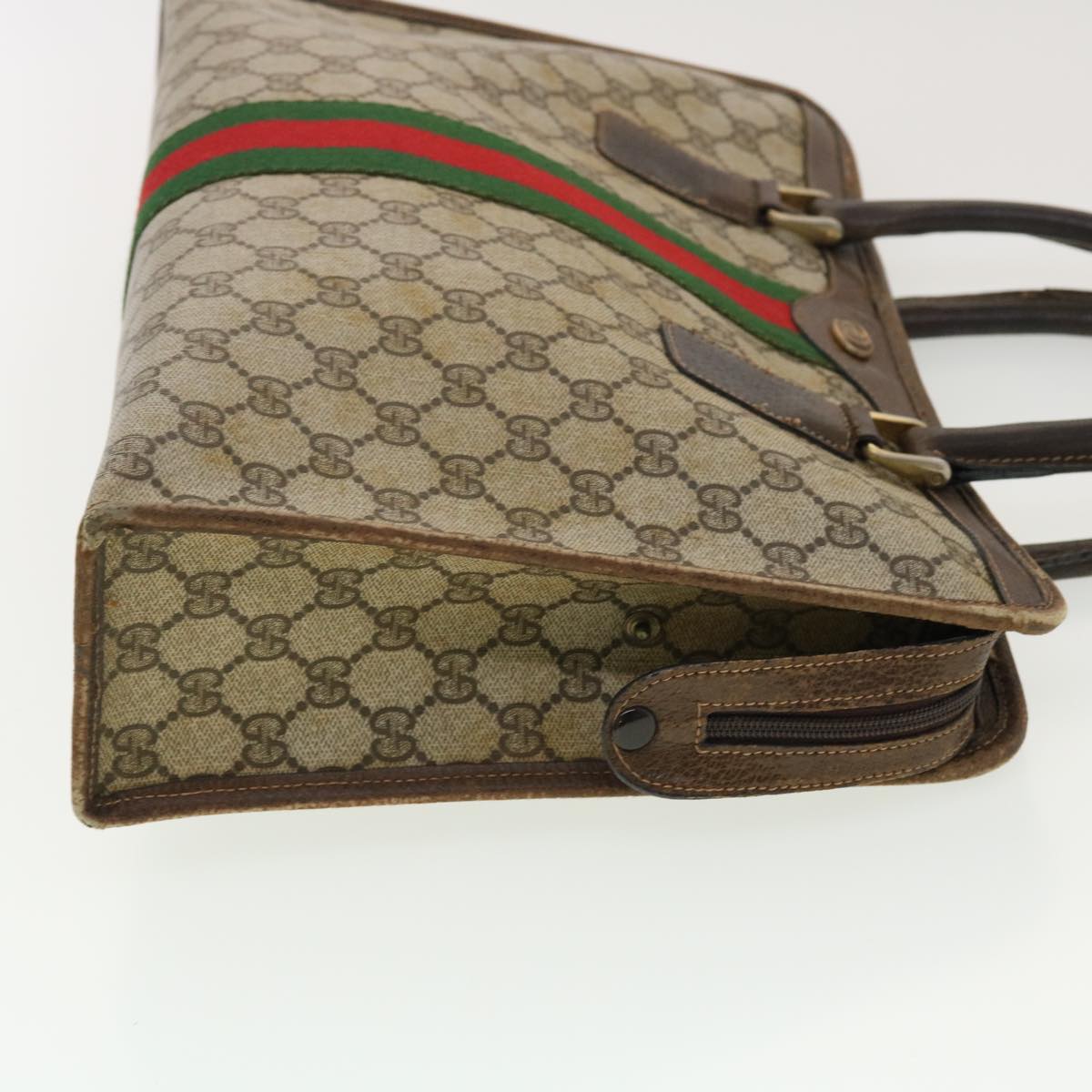 GUCCI GG Canvas Web Sherry Line Hand Bag Beige Red Green 010378 39975