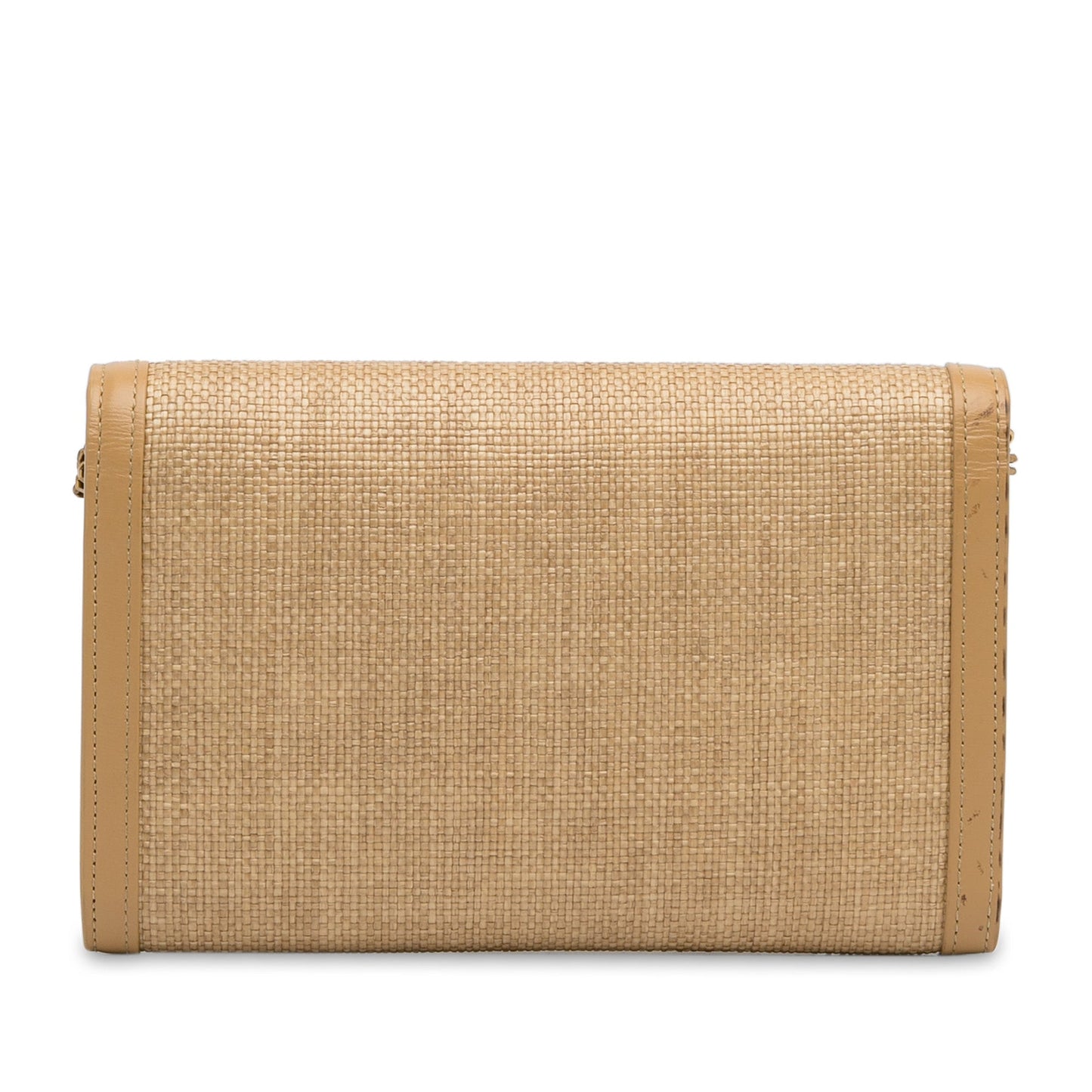 Yves Saint Laurent Uptown Wallet on Chain Brown Raffia