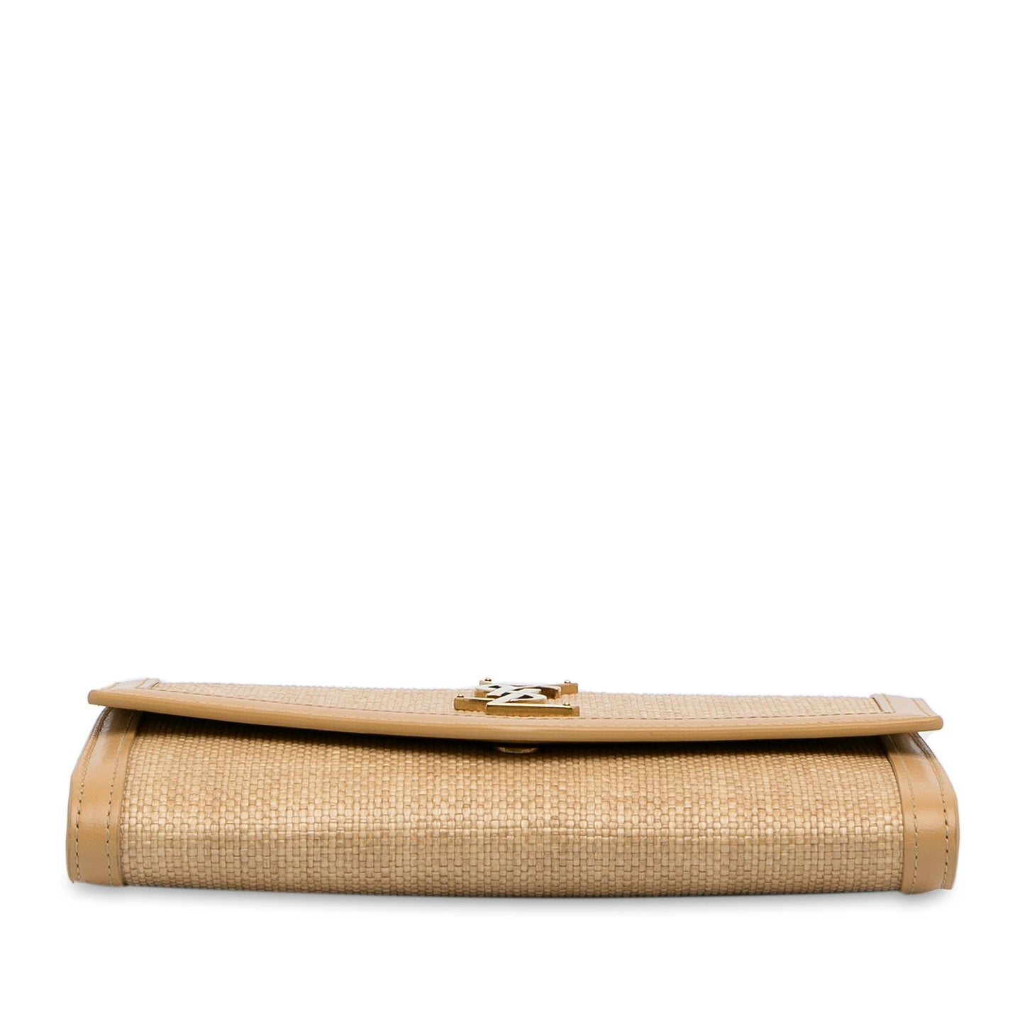Yves Saint Laurent Uptown Wallet on Chain Brown Raffia