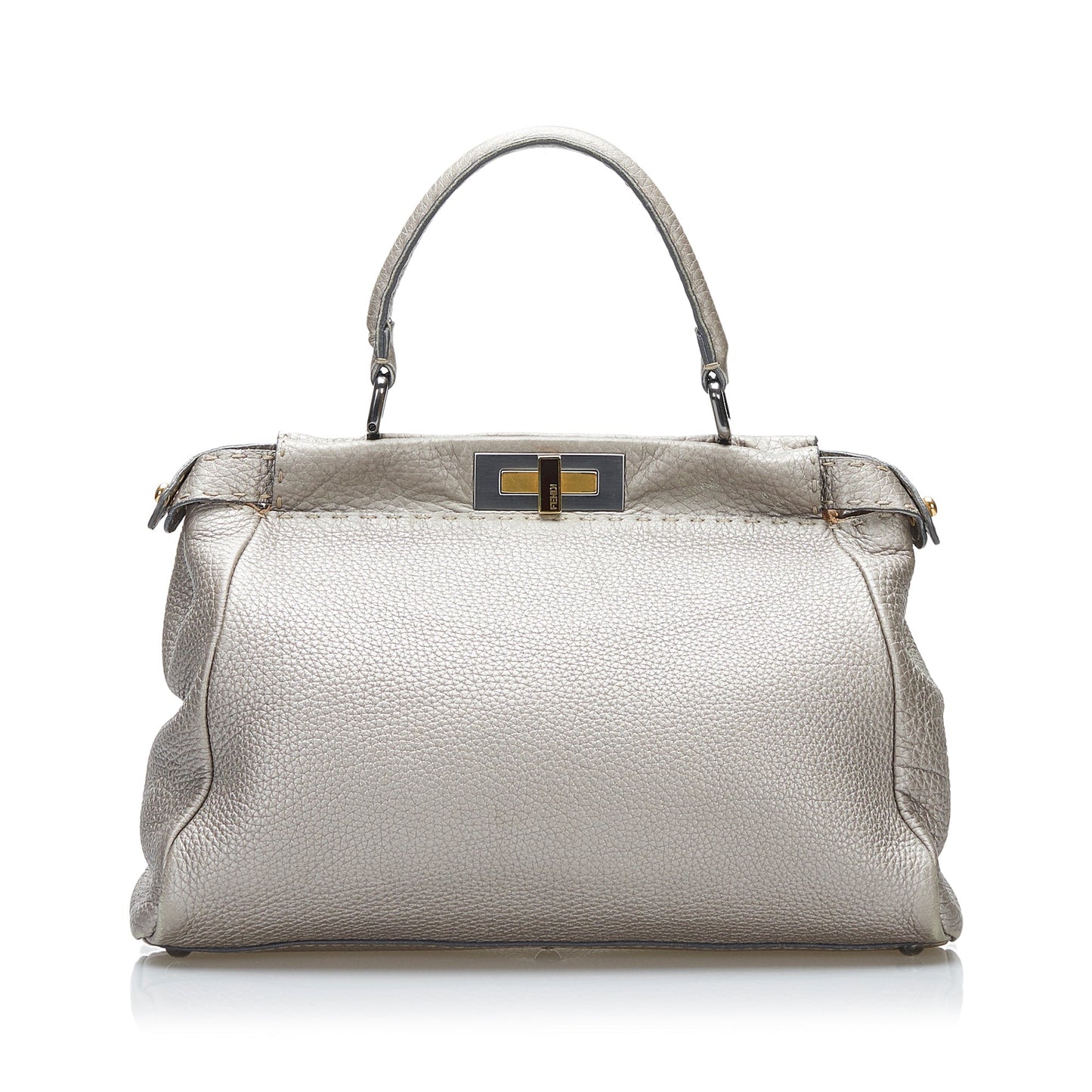 Fendi Selleria Peekaboo Handbag Silver