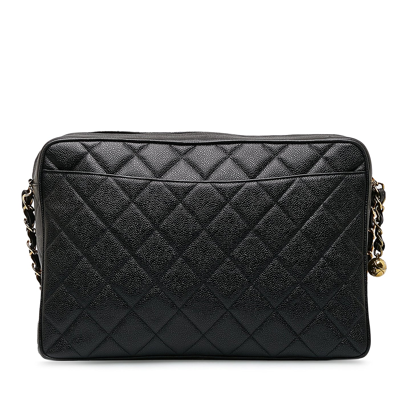 Chanel CC Chain Shoulder Bag Black Caviar Gold
