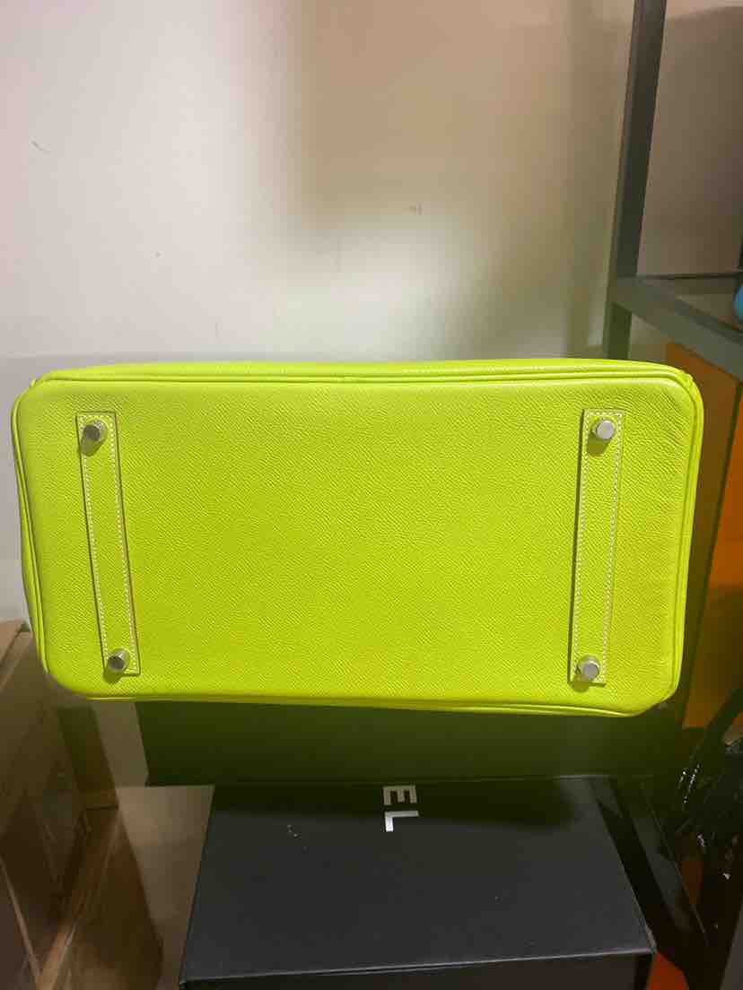 HermÃƒÆ’Ã‚Â¨s Lime Green 35 Birkin Bag