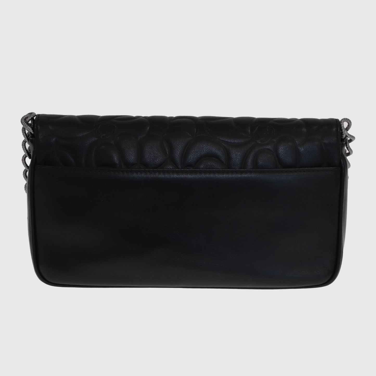 Black Camellia Embossed Flap Bag