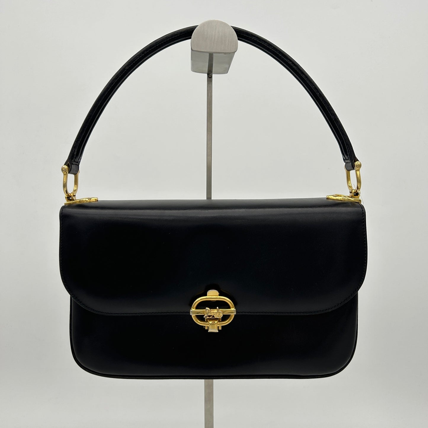 Celine Black Leather Buckle Handbag Small