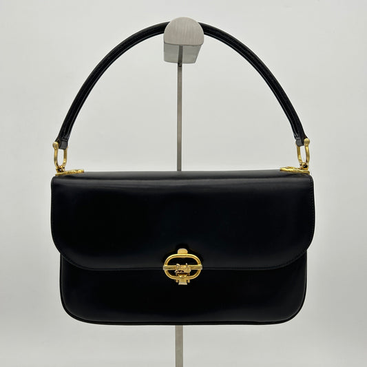Celine Black Leather Buckle Handbag Small