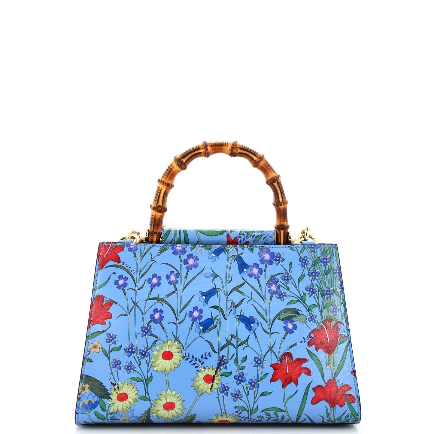 Nymphaea Top Handle Bag Floral Printed Leather Small