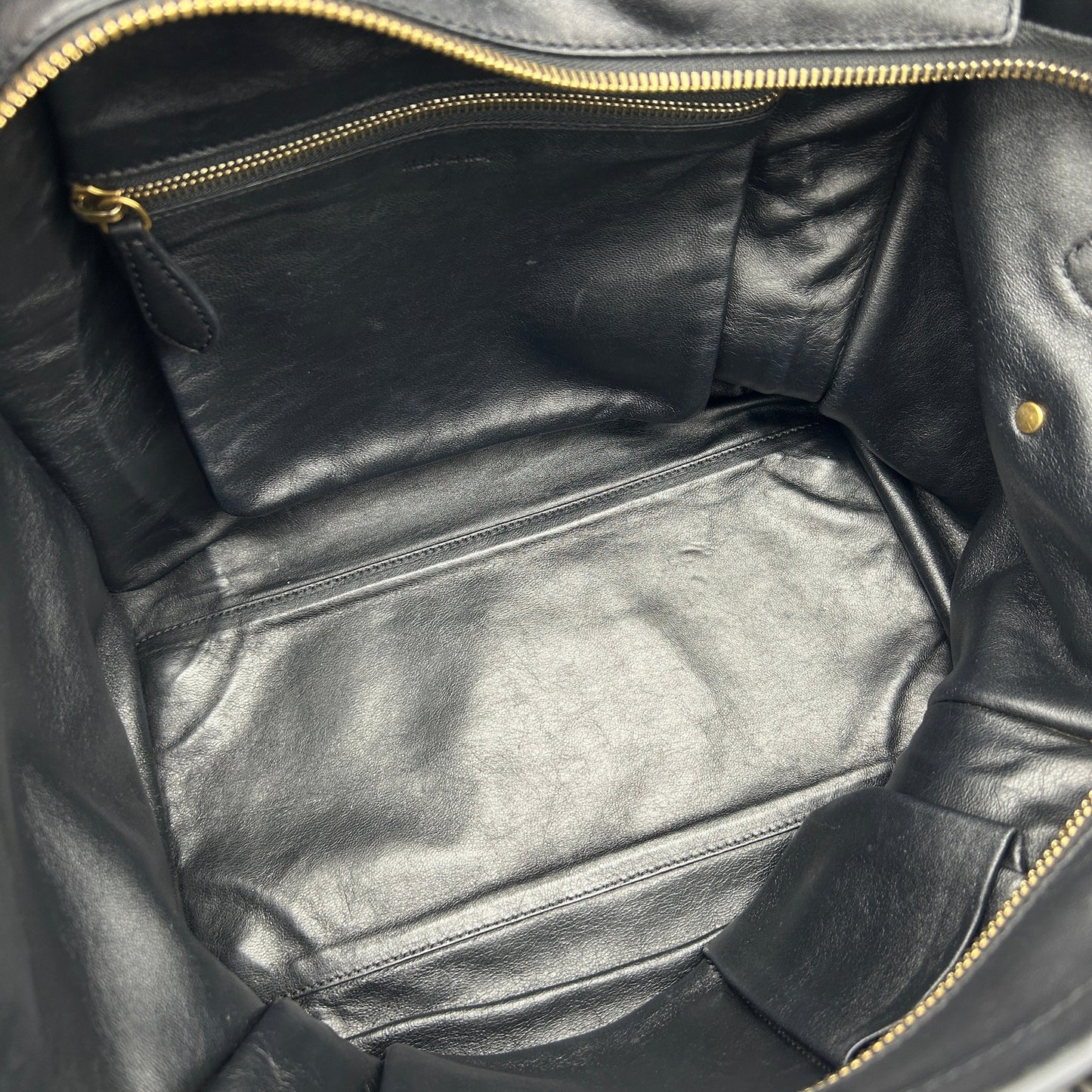 Celine Luggage Black Tweed Handbag Medium