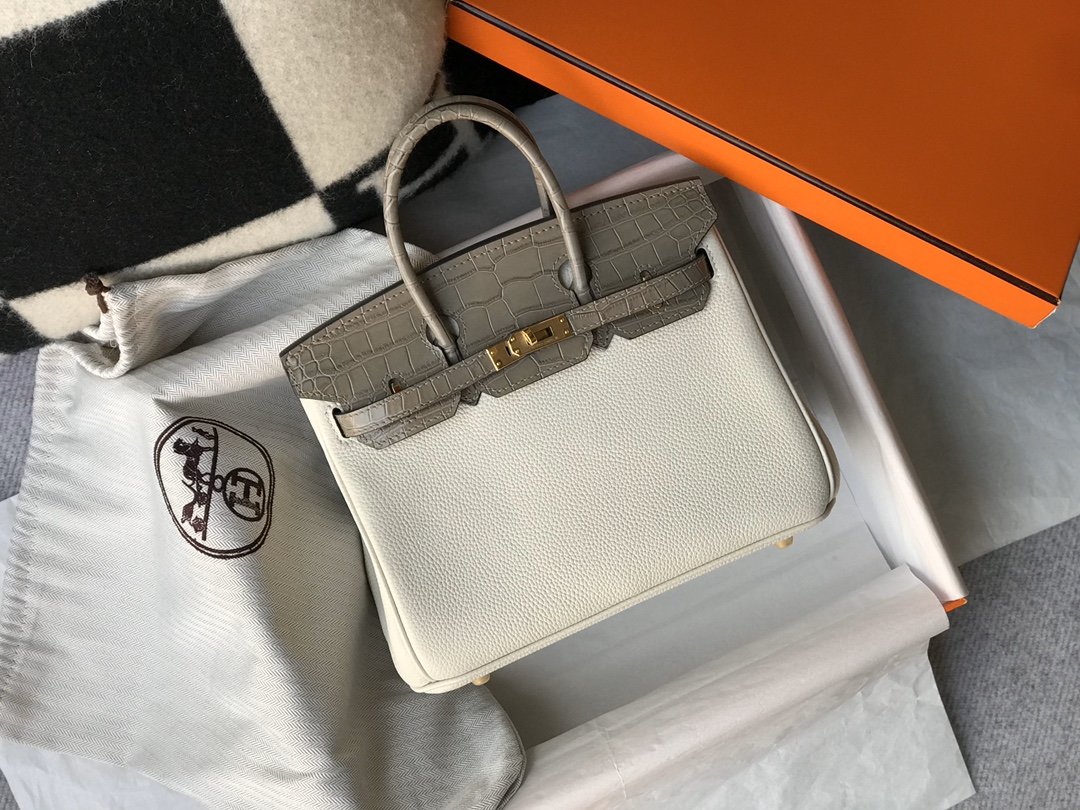 GLAMI Birkin White For Women Gold Toned Hardware 11.8in/30cm