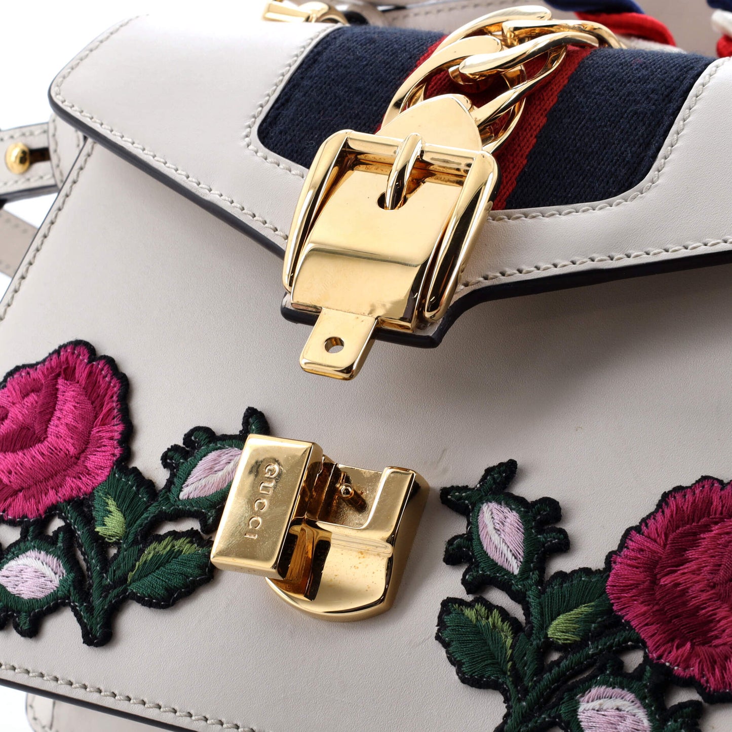 Sylvie Top Handle Bag Embroidered Leather Mini
