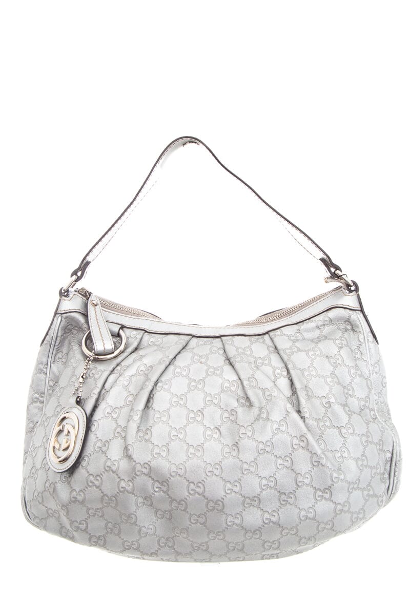 Gucci Silver Guccissima Hobo Handbag