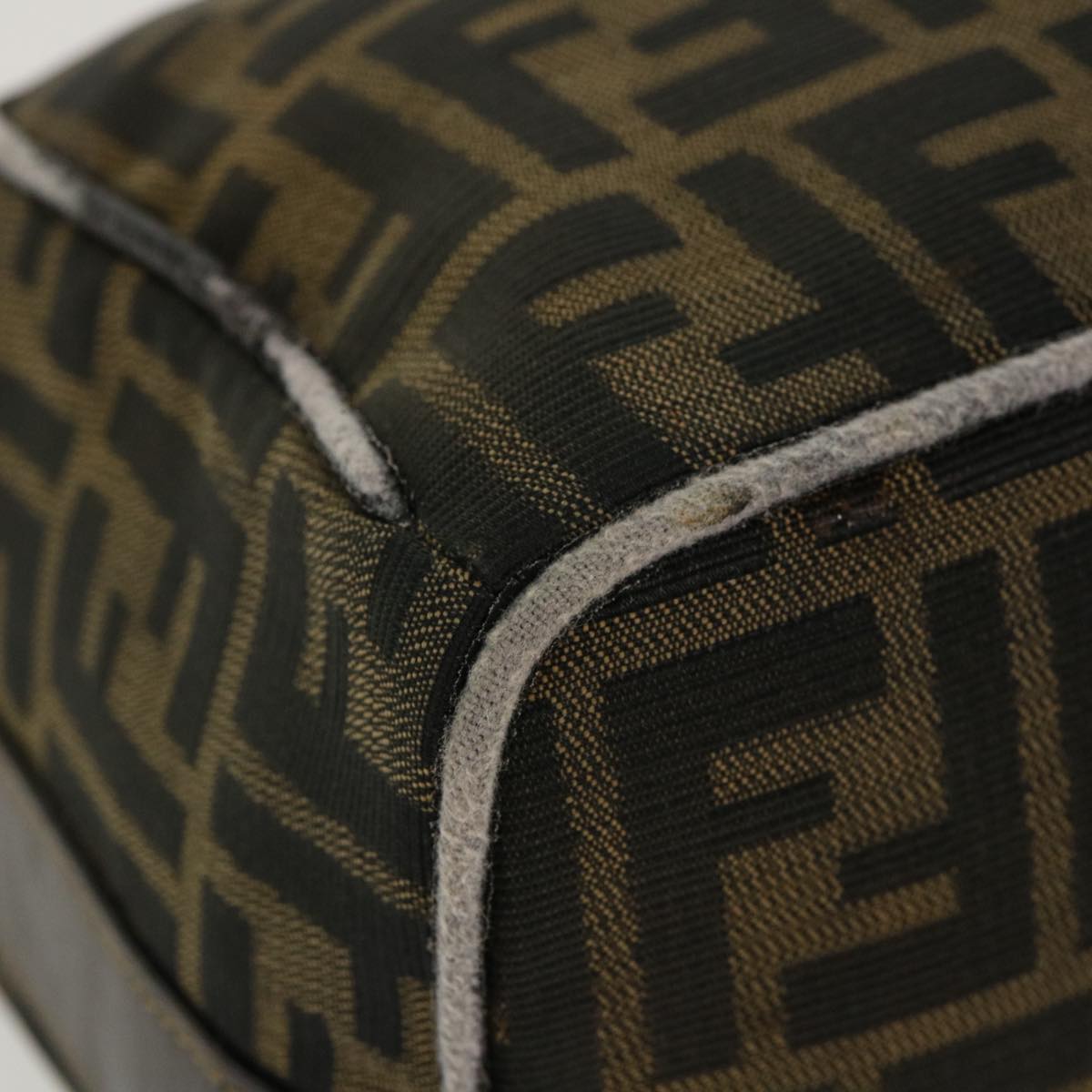 FENDI Zucca Canvas Hand Bag Nylon Brown Black 40062