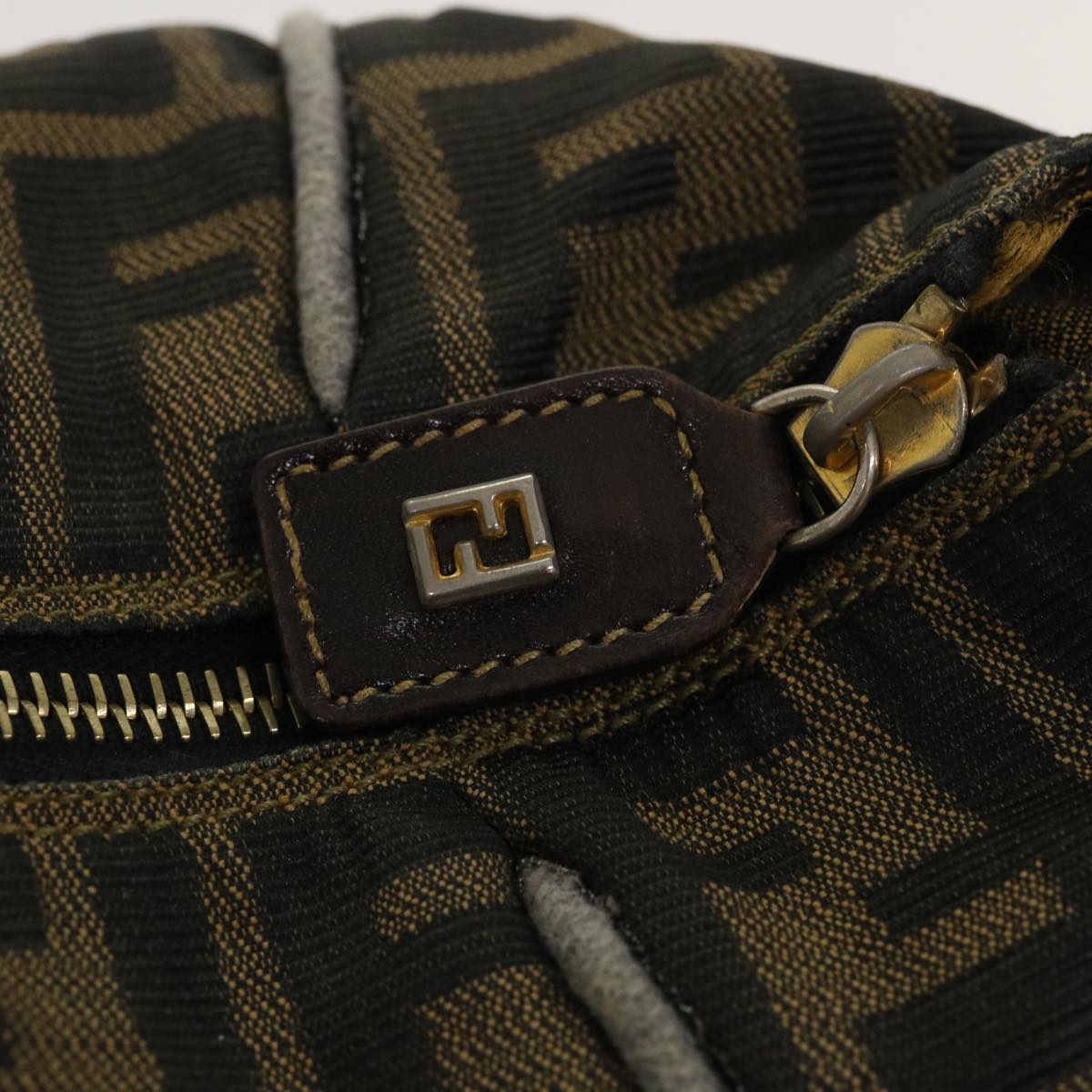 FENDI Zucca Canvas Hand Bag Nylon Brown Black 40062