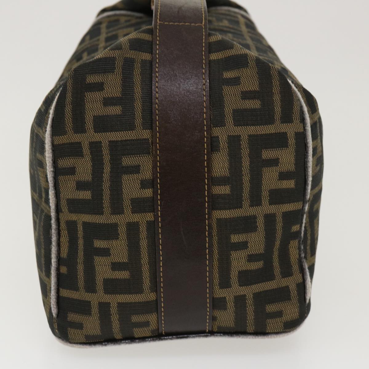 FENDI Zucca Canvas Hand Bag Nylon Brown Black 40062
