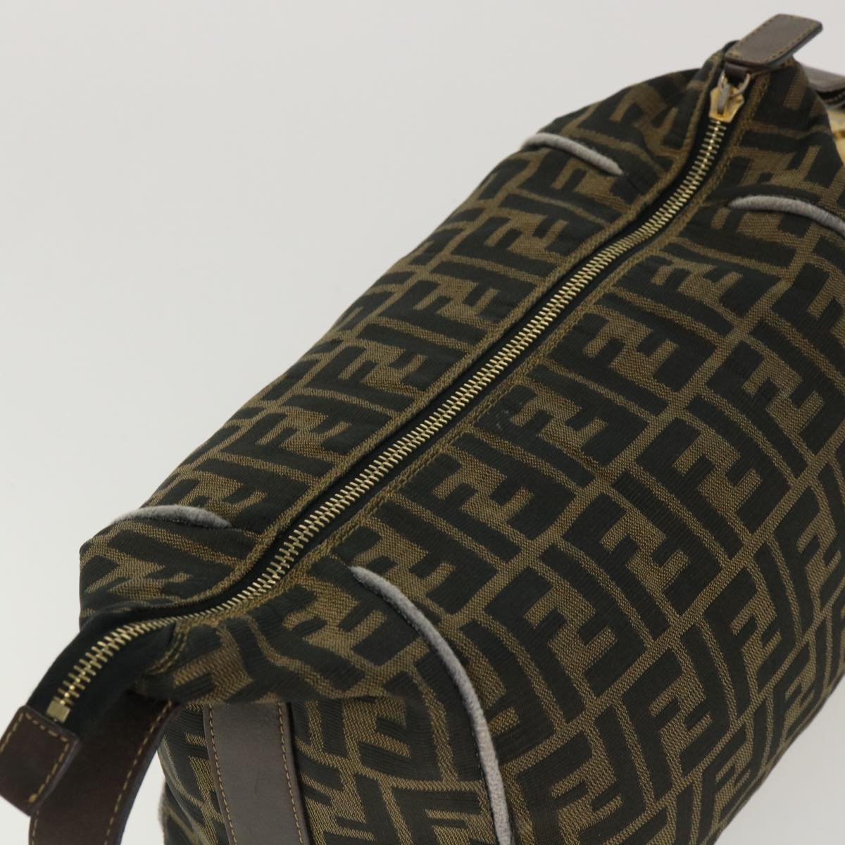 FENDI Zucca Canvas Hand Bag Nylon Brown Black 40062