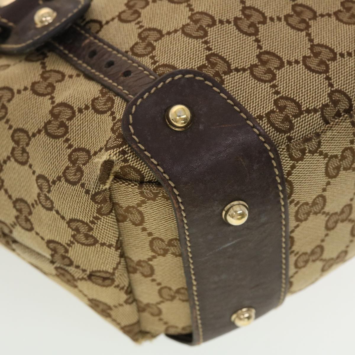 GUCCI GG Canvas Shoulder Bag Beige 162900 40110