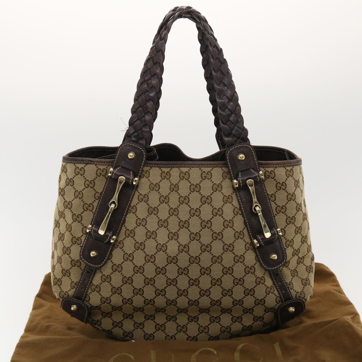 GUCCI GG Canvas Shoulder Bag Beige 162900 40110