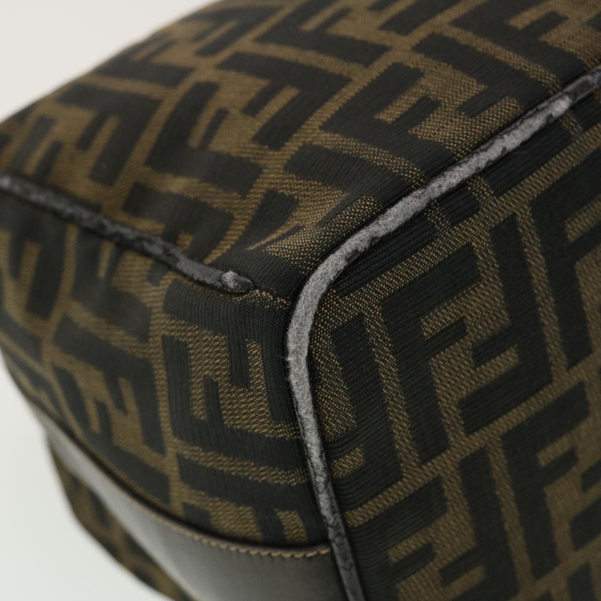 FENDI Vanity Zucca Canvas Cosmetic Pouch Black Brown 40323