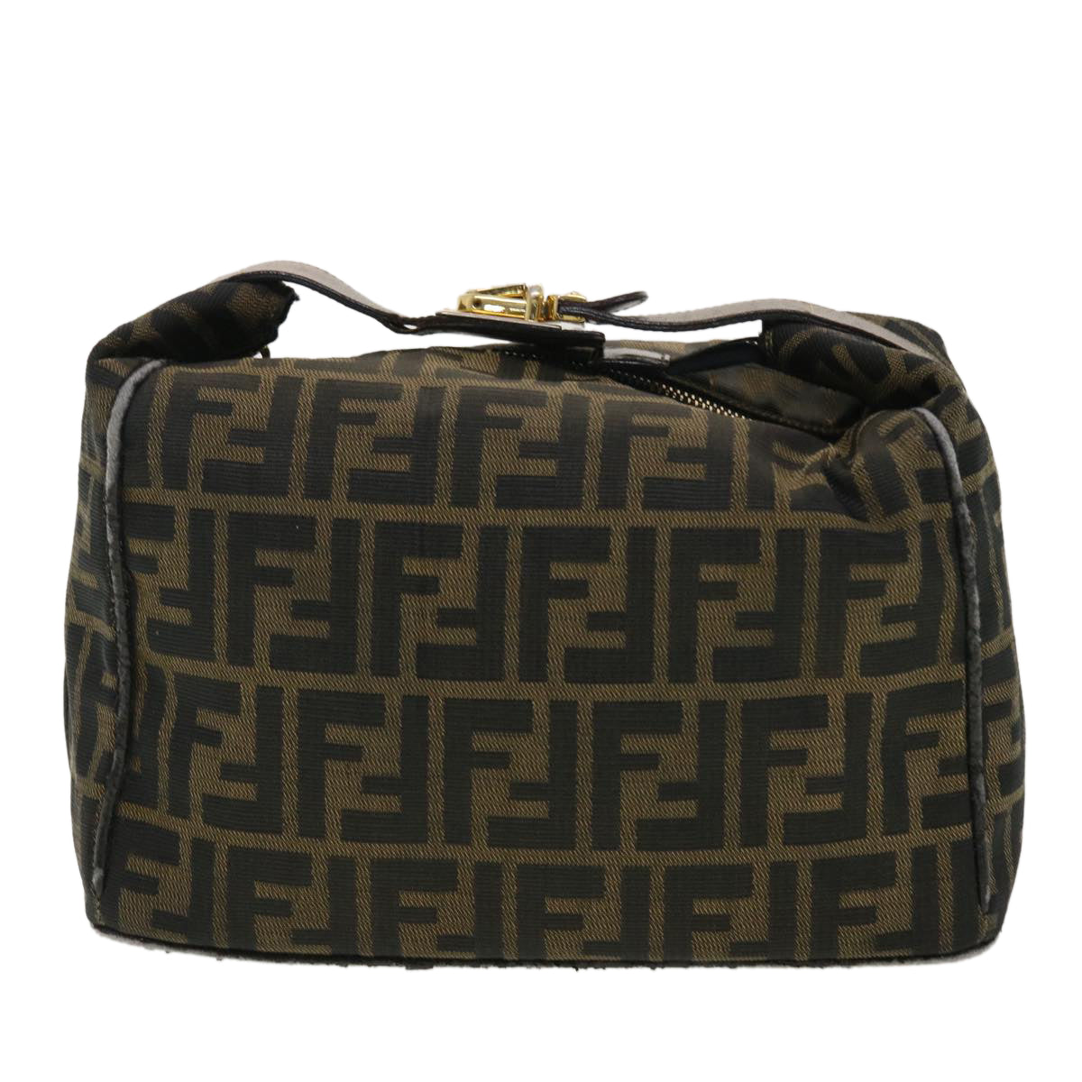 FENDI Vanity Zucca Canvas Cosmetic Pouch Black Brown 40323