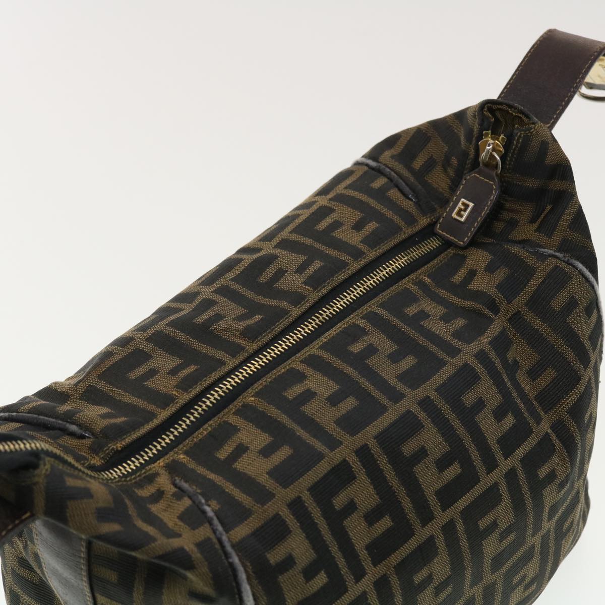 FENDI Vanity Zucca Canvas Cosmetic Pouch Black Brown 40323