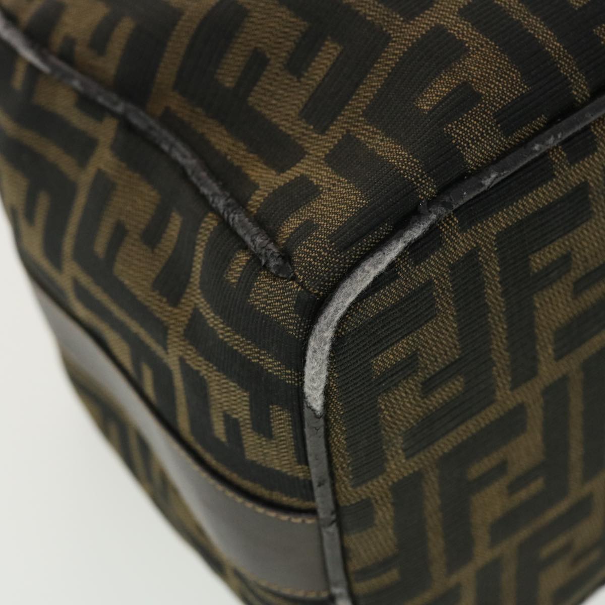 FENDI Vanity Zucca Canvas Cosmetic Pouch Black Brown 40323