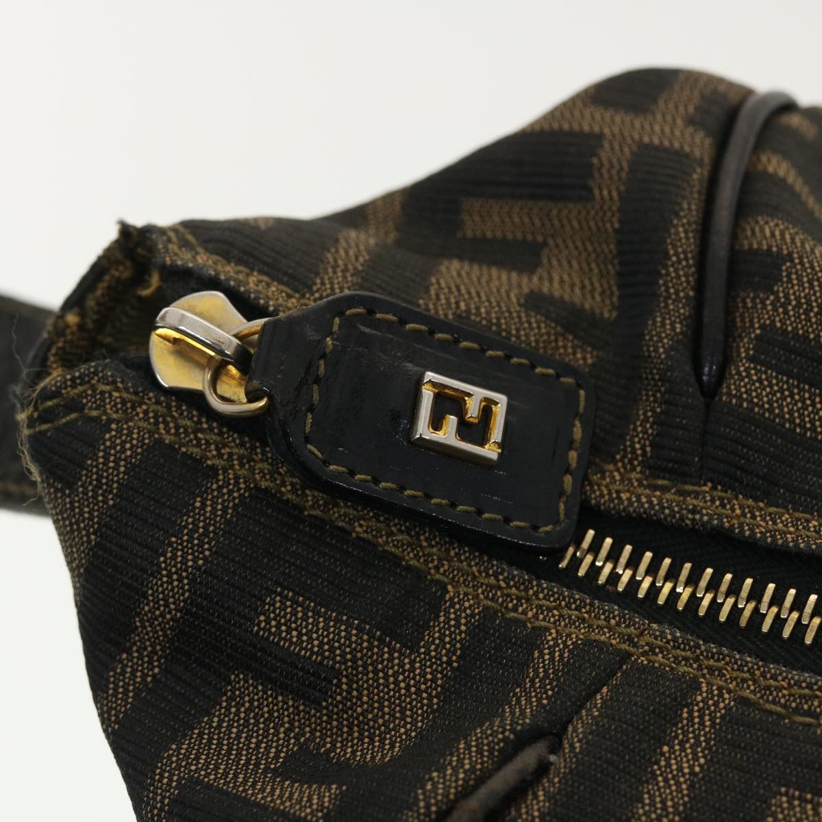 FENDI Zucca Canvas Hand Bag Black Brown 40339